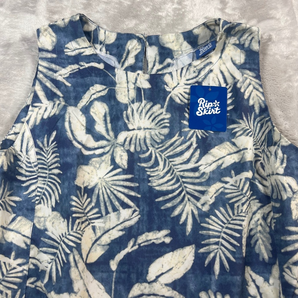 NWT RipSkirt Women's S Small Maxi Dress Sunprint Blue Tropical Sleeveles